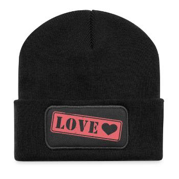 Love Stamp Heart - Recycled Patch Beanie - black - Front