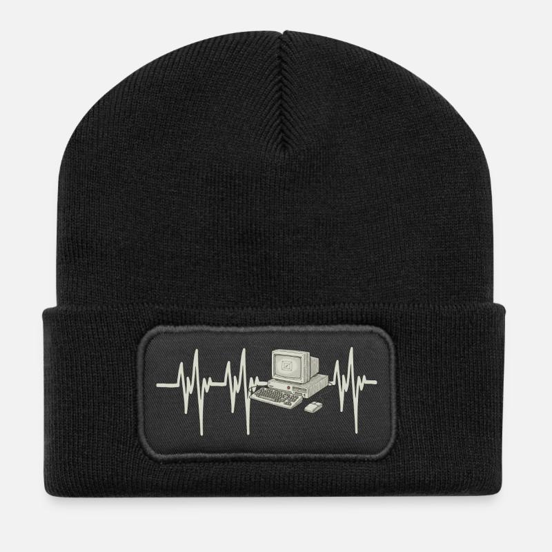 Ordinateur Heartbeat - Beanie recyclé à patch - noir