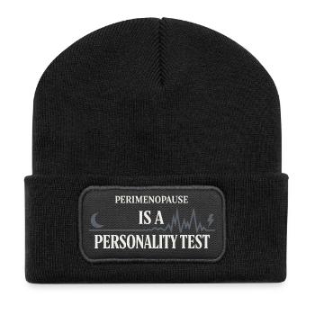 Perimenopause Humor Perimenopause - Recycelte Patch Beanie - Schwarz - Vorne