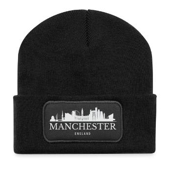 Manchester Skyline, Manchester England - Recycled Patch Beanie - black - Front
