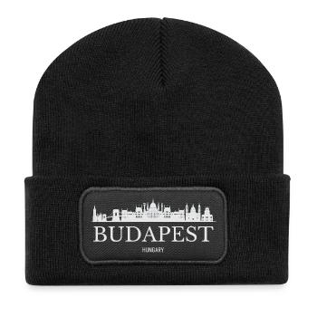 Budapester Skyline, Budapest, Ungarn - Recycelte Patch Beanie - Schwarz - Vorne