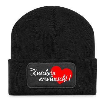 Cuddling Desired - White Red - Recycled Patch Beanie - black - Front