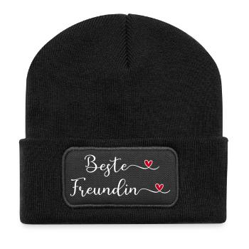 Beste Freundin - Recycelte Patch Beanie - Schwarz - Vorne