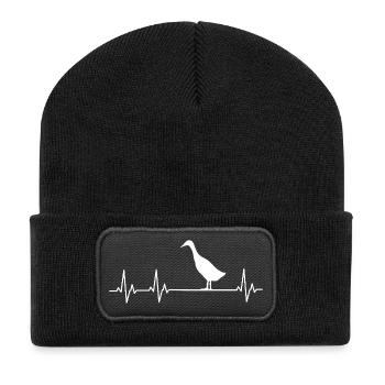 Canard coureur - Éleveur de canards coureurs - Canard coureur indien - Beanie recyclé à patch - noir - Devant