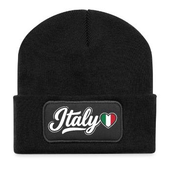 Scénario italien avec cœur de drapeau Fan patriotique - Beanie recyclé à patch - noir - Devant