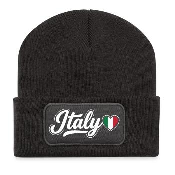 Scénario italien avec cœur de drapeau Fan patriotique - Beanie recyclé à patch - charbon - Devant