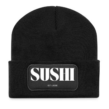 Sushi ist Liebe - Recycelte Patch Beanie - Schwarz - Vorne