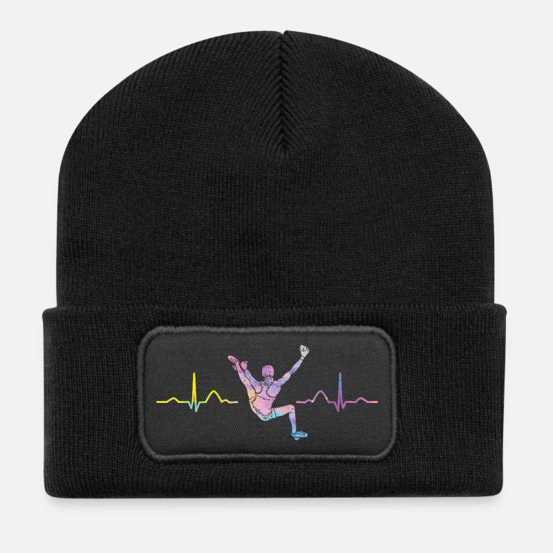 Boulderer Herzschlag Boulder Bouldern - Recycelte Patch Beanie - Schwarz
