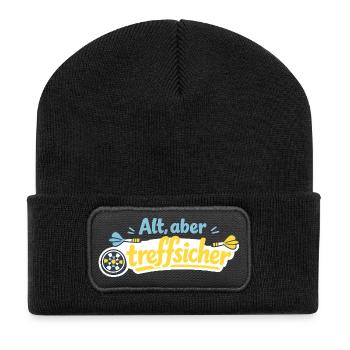 Alt, aber trefflich – Retro Darts - Recycelte Patch Beanie - Schwarz - Vorne