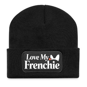 Love My Frenchie Heart Dog Lover - Recycled Patch Beanie - black - Front