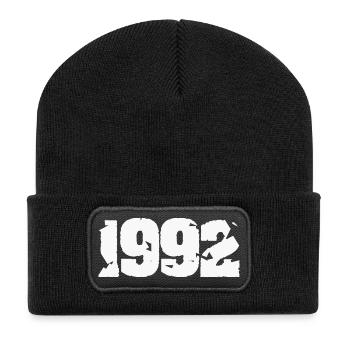 1992 Zerbrochenes Retro-Design - Recycelte Patch Beanie - Schwarz - Vorne