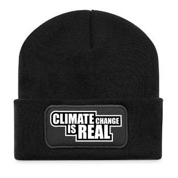 Climate Change Is Real Klimawandel Wissenschaft - Recycelte Patch Beanie - Schwarz - Vorne