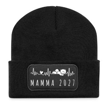 Futura Mamma 2027 Battito Cardiaco in Gravidanza - Recycelte Patch Beanie - Schwarz - Vorne