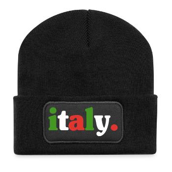 Italian flag Italy - Recycled Patch Beanie - black - Front