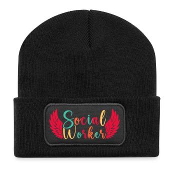 Travailleurs sociaux Travailleurs de quota Travail social - Beanie recyclé à patch - noir - Devant