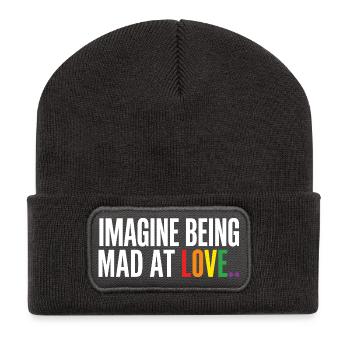 Imaginez être en colère contre Love LGBTQ Pride - Beanie recyclé à patch - charbon - Devant