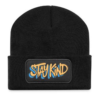 Stay Kind Typographic Message - Recycled Patch Beanie - black - Front