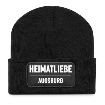 Heinatliebe Augsburg  - Recycelte Patch Beanie - Schwarz - Vorne