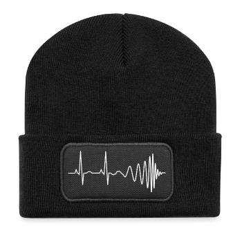Gravitational Waves Heartbeat LIGO Chirp Signal - Recycled Patch Beanie - black - Front