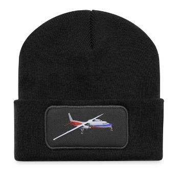 Avion de ligne bimoteur - Beanie recyclé à patch - noir - Devant