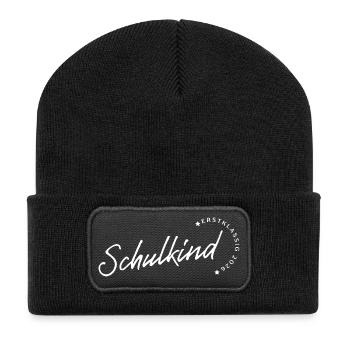 Schulkind 2026 Erstklassig Einschulung Design - Recycelte Patch Beanie - Schwarz - Vorne