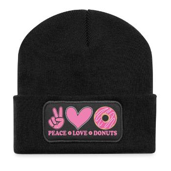 Beignets Paix et Amour - Beanie recyclé à patch - noir - Devant