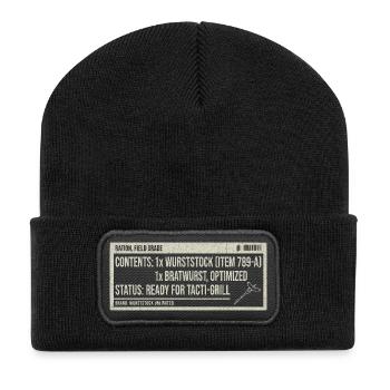 Humour Bratwurst Label Vintage - Beanie recyclé à patch - noir - Devant