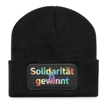 Solidarität gewinnt Statement Pride Fans LGBTQ - Recycelte Patch Beanie - Schwarz - Vorne