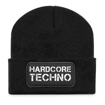 Hardcore-Techno - Recycelte Patch Beanie - Schwarz - Vorne