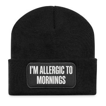 Vintage I'm Allergic To Mornings - Recycelte Patch Beanie - Schwarz - Vorne