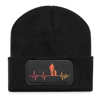 Vater und Sohn Herzschlag Geschenk Vater Sohn - Recycelte Patch Beanie - Schwarz - Vorne