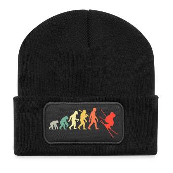 Ski Evolution für Skifahrer Abfahrtslauf Fan - Recycelte Patch Beanie - Schwarz - Vorne