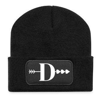 Letter d arrow heart - Recycled Patch Beanie - black - Front