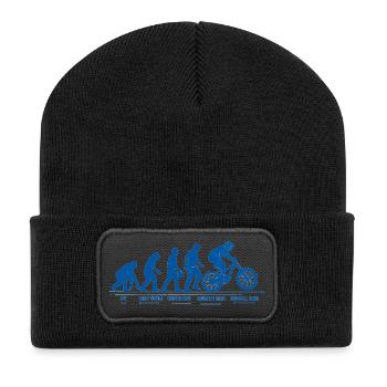 Mountain Bike Evolution Downhill MTB Gift - Recycled Patch Beanie - black - Front
