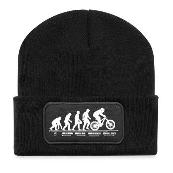 Mountain Bike Evolution Downhill MTB Gift - Recycled Patch Beanie - black - Front