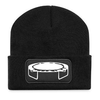 Trampolin springen Geschenk - Recycelte Patch Beanie - Schwarz - Vorne