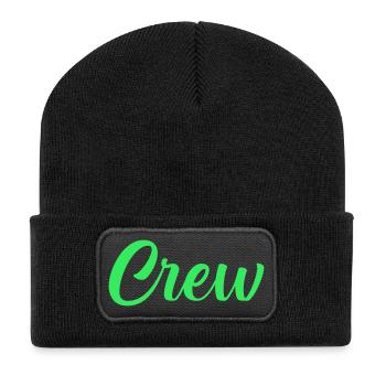 Crew Neon Script - Recycelte Patch Beanie - Schwarz - Vorne