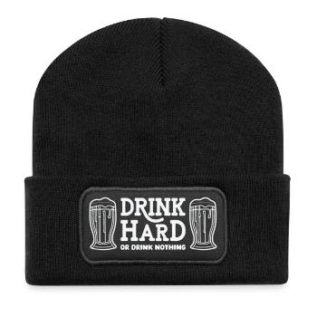 Trink hart oder trink nichts - Recycelte Patch Beanie - Schwarz - Vorne