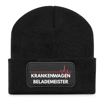 Krankwagen Belademeister – Notfall Humor - Recycelte Patch Beanie - Schwarz - Vorne