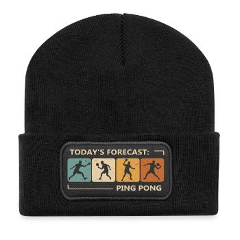 Tischtennis Vorhersage Für Heute Ist Ping-Pong - Recycelte Patch Beanie - Schwarz - Vorne