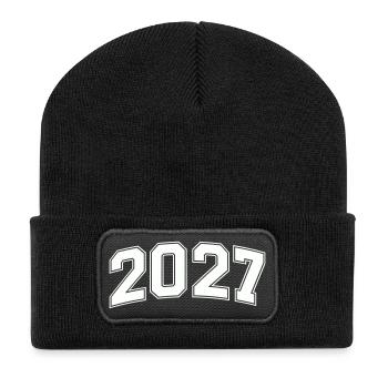 2027 Blockzahlen Retro - Recycelte Patch Beanie - Schwarz - Vorne