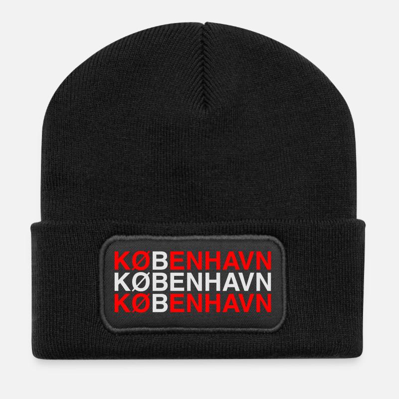 KOPENHAGEN Copenhagen Dänemark Denmark Flag - Recycelte Patch Beanie - Schwarz