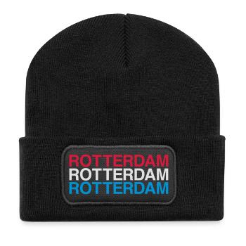 ROTTERDAM Netherlands Niederlande Flagge - Recycelte Patch Beanie - Schwarz - Vorne
