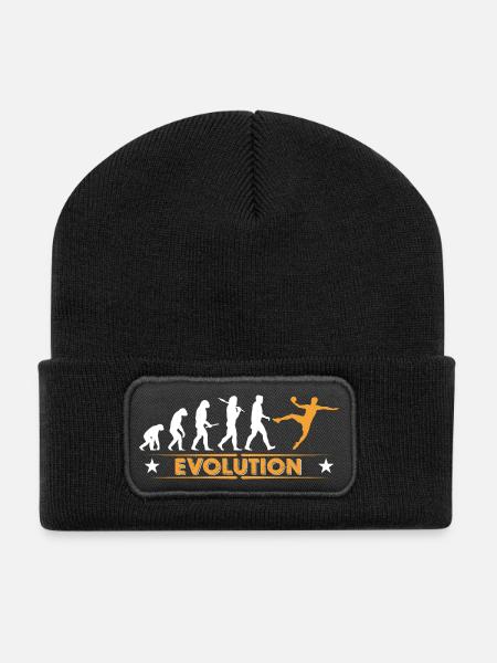 Handball Evolution - orange/weiss - Recycelte Patch Beanie - Schwarz