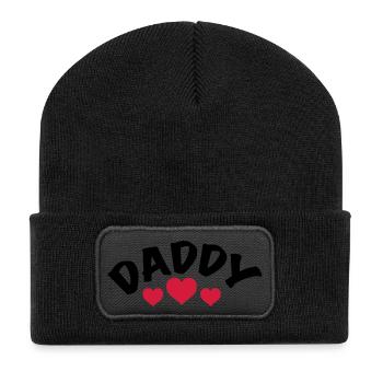 Papa / Papa / Papa / Coeur / j'aime mon père 1c - Beanie recyclé à patch - noir - Devant