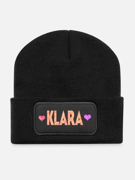 Klara - Recycelte Patch Beanie - Schwarz