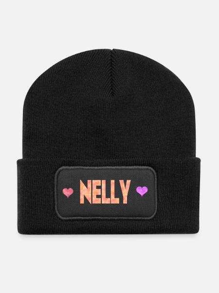 Nelly - Beanie recyclé à patch - noir