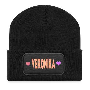 Veronika - Beanie recyclé à patch - noir - Devant