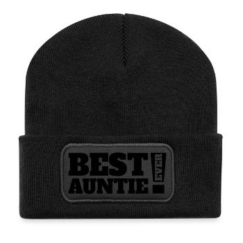 Best Auntie Ever - Recycelte Patch Beanie - Schwarz - Vorne