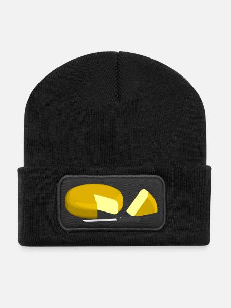 souris souris sandwich pizza au fromage Kaese food27 - Beanie recyclé à patch - noir